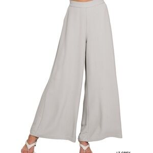 Light Grey Wide Leg Women's Jumpsuit Pants